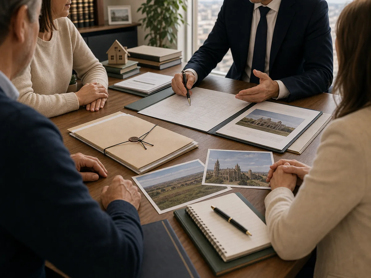 Equipo legal revisando una herencia familiar