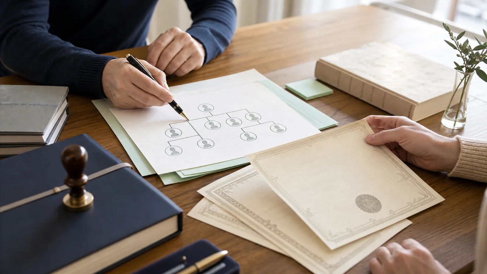 Certificados y carpeta notarial para herencia sin testamento