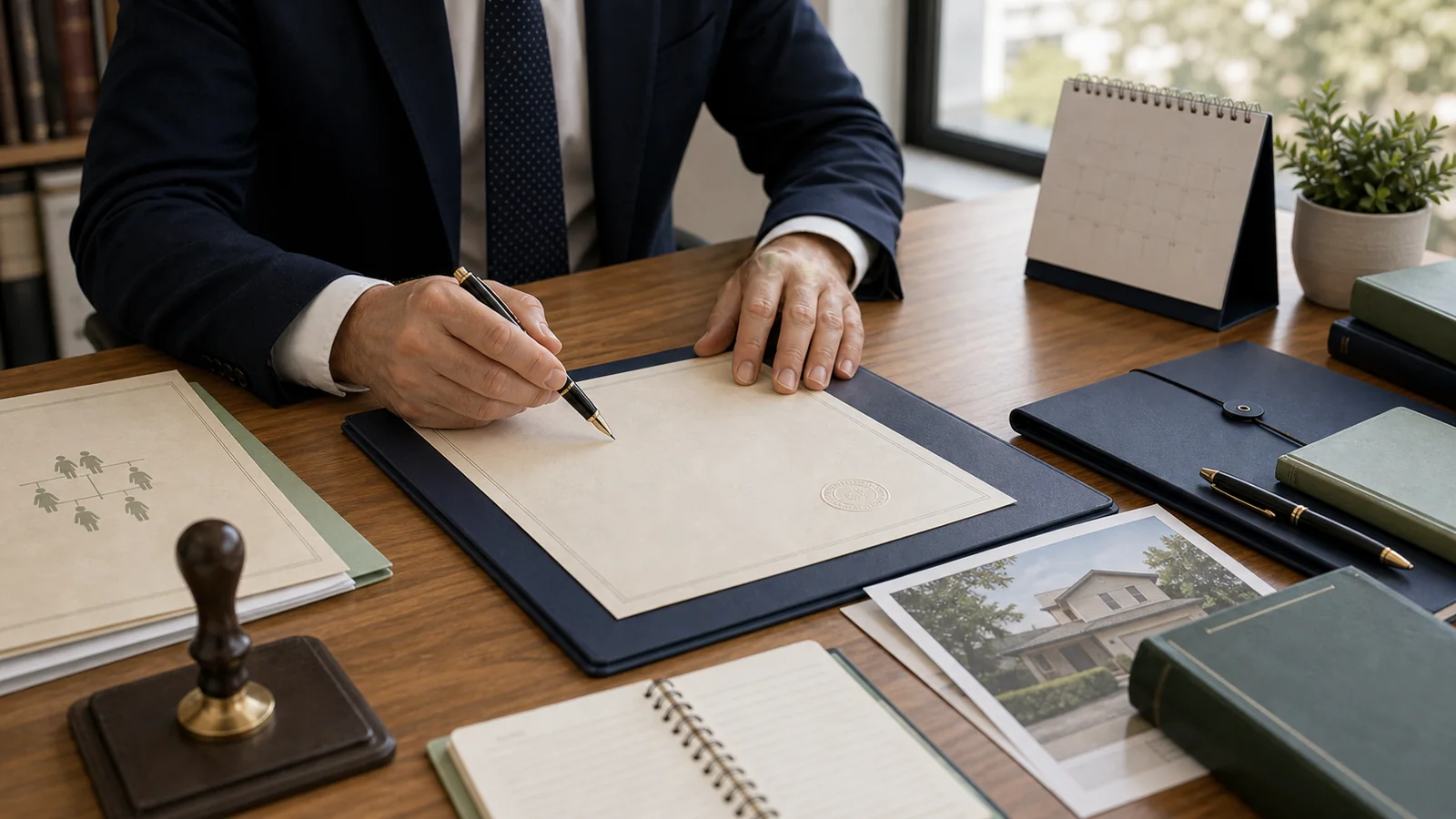Escritura de herencia en despacho de notaría
