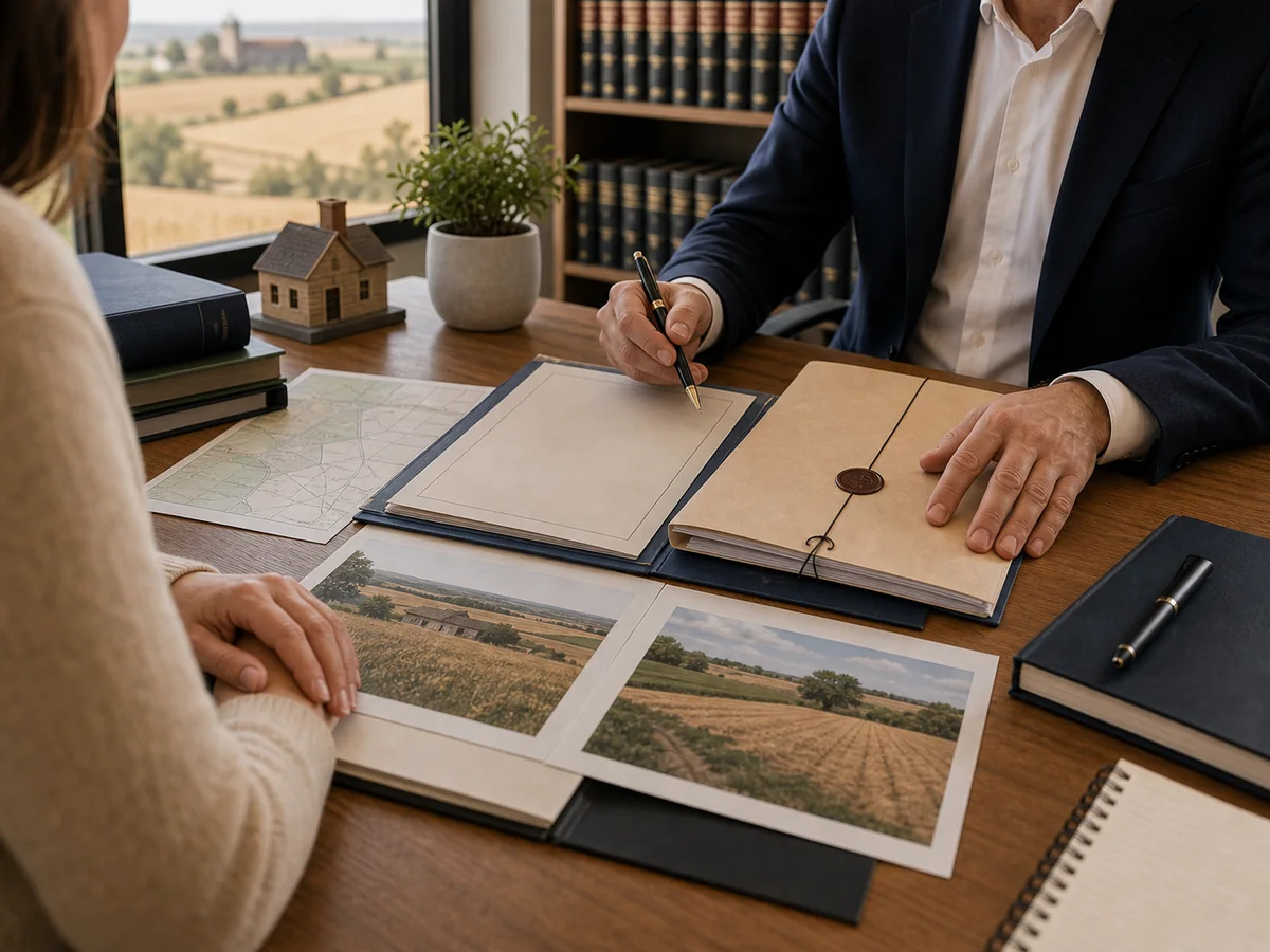 Equipo jurídico revisando documentos de herencia